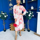 Mollie Banded Midi Dress Floral Cream