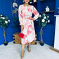 Mollie Banded Midi Dress Floral Cream