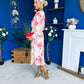 Mollie Banded Midi Dress Floral Cream