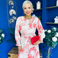 Mollie Banded Midi Dress Floral Cream
