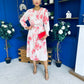 Mollie Banded Midi Dress Floral Cream