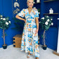 Alyssa Banded Midi Dress Printed Amber