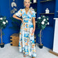 Alyssa Banded Midi Dress Printed Amber