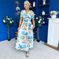 Alyssa Banded Midi Dress Printed Amber