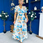 Alyssa Banded Midi Dress Printed Amber