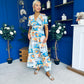 Alyssa Banded Midi Dress Printed Amber