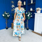Alyssa Banded Midi Dress Printed Amber