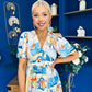 Alyssa Banded Midi Dress Printed Amber