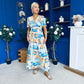 Alyssa Banded Midi Dress Printed Amber