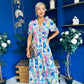 Alyssa Banded Midi Dress Printed Cerise