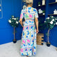 Alyssa Banded Midi Dress Printed Cerise
