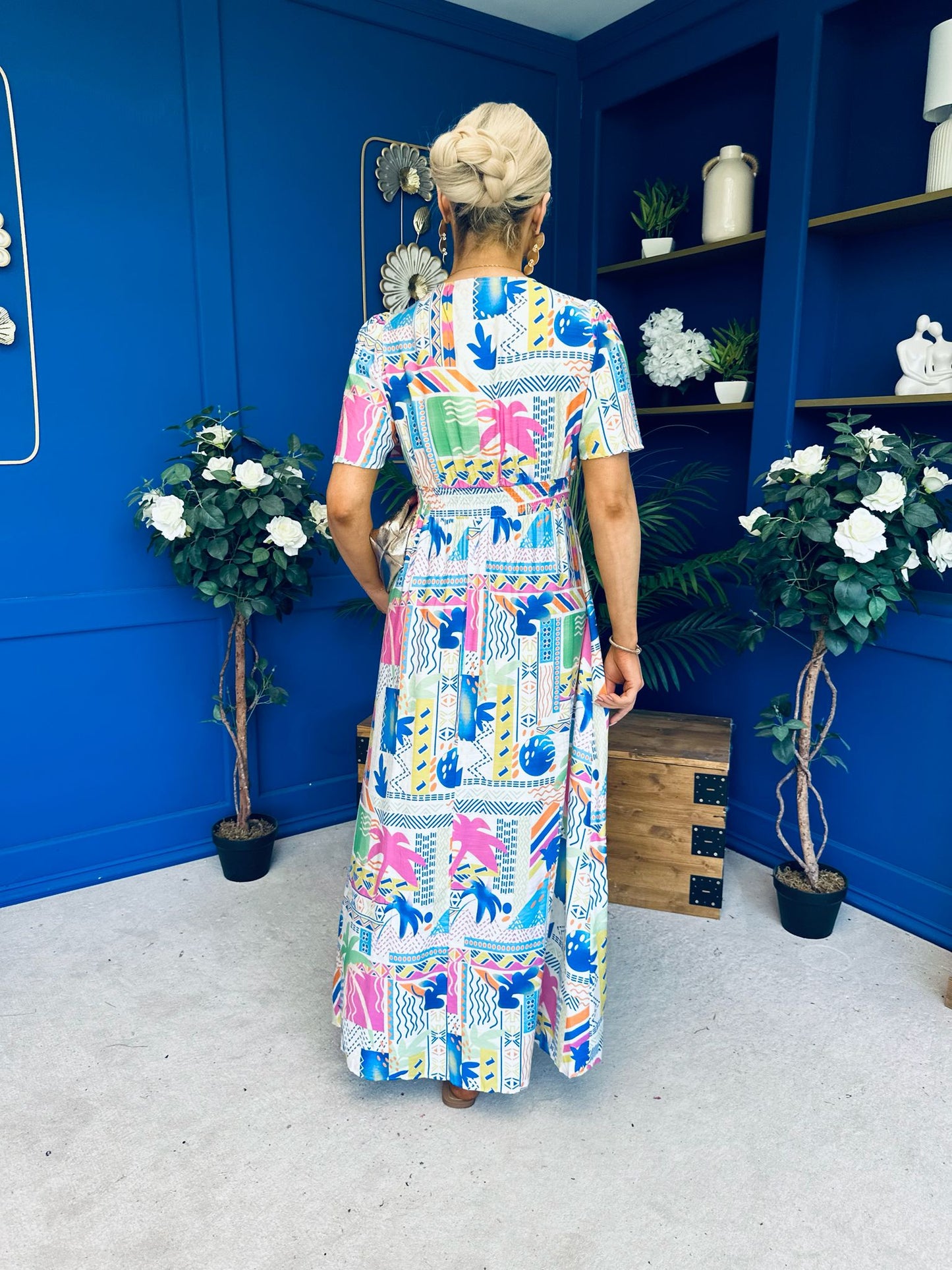 Alyssa Banded Midi Dress Printed Cerise