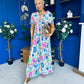 Alyssa Banded Midi Dress Printed Cerise