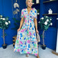 Alyssa Banded Midi Dress Printed Cerise