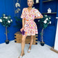 Trisa Banded Mini Dress Floral Coral