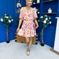 Trisa Banded Mini Dress Floral Coral