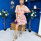 Trisa Banded Mini Dress Floral Coral
