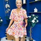 Trisa Banded Mini Dress Floral Coral
