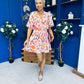 Trisa Banded Mini Dress Floral Coral