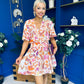 Trisa Banded Mini Dress Floral Coral