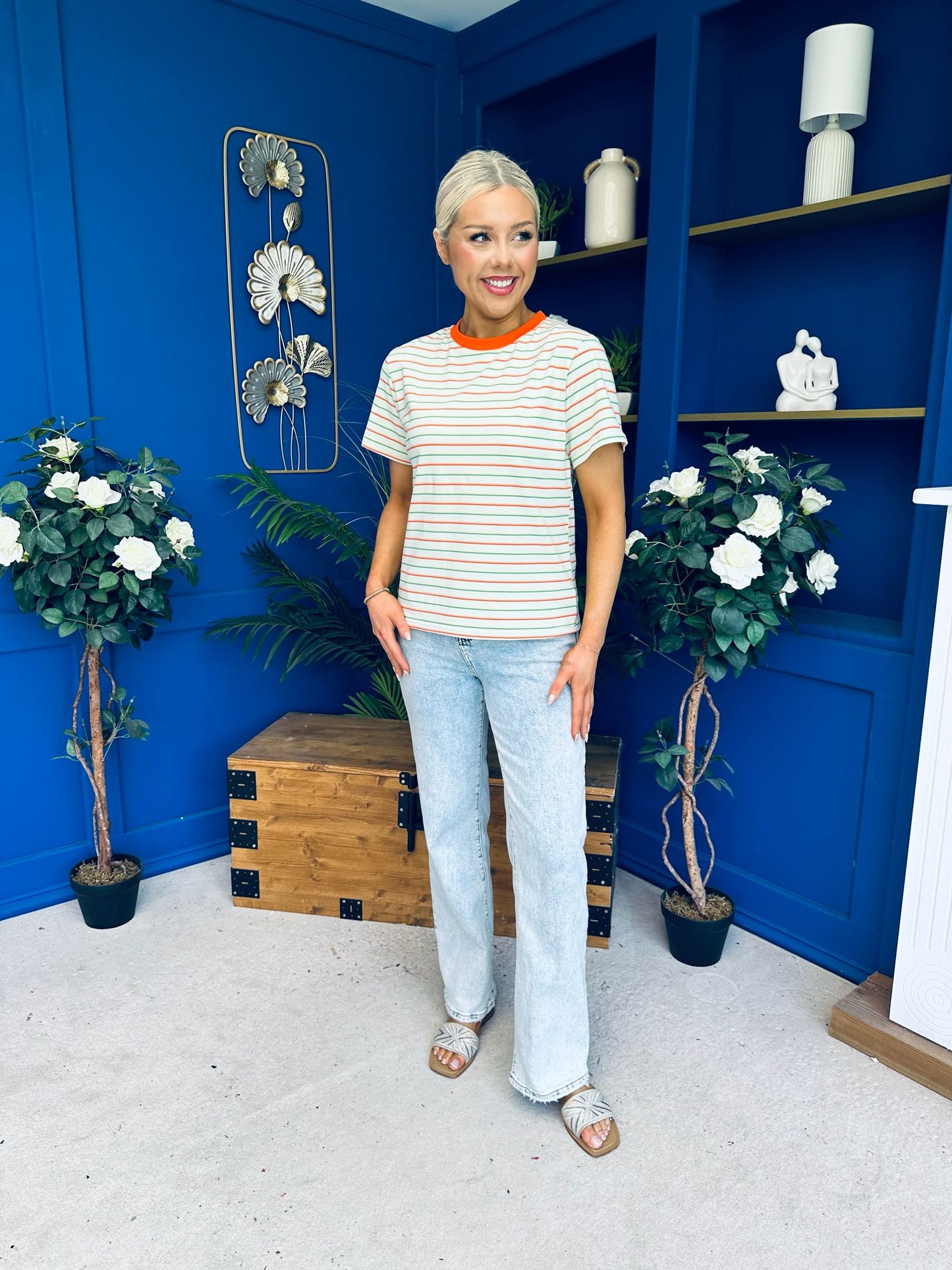 Poppi Casual Striped T-Shirt Amber