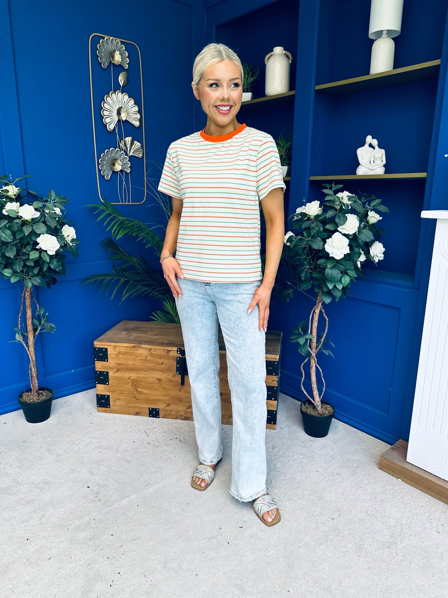 Poppi Casual Striped T-Shirt Amber