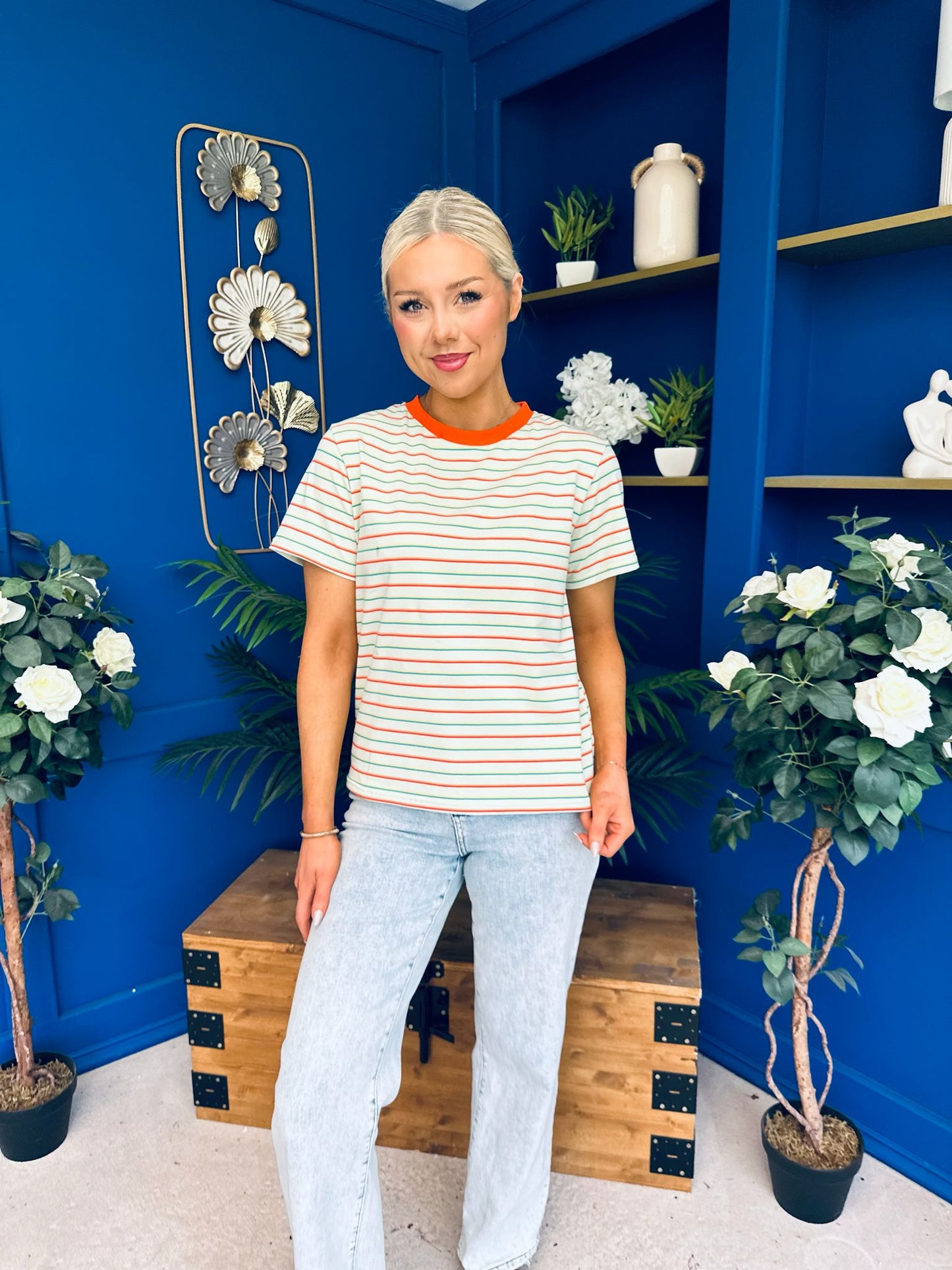Poppi Casual Striped T-Shirt Amber
