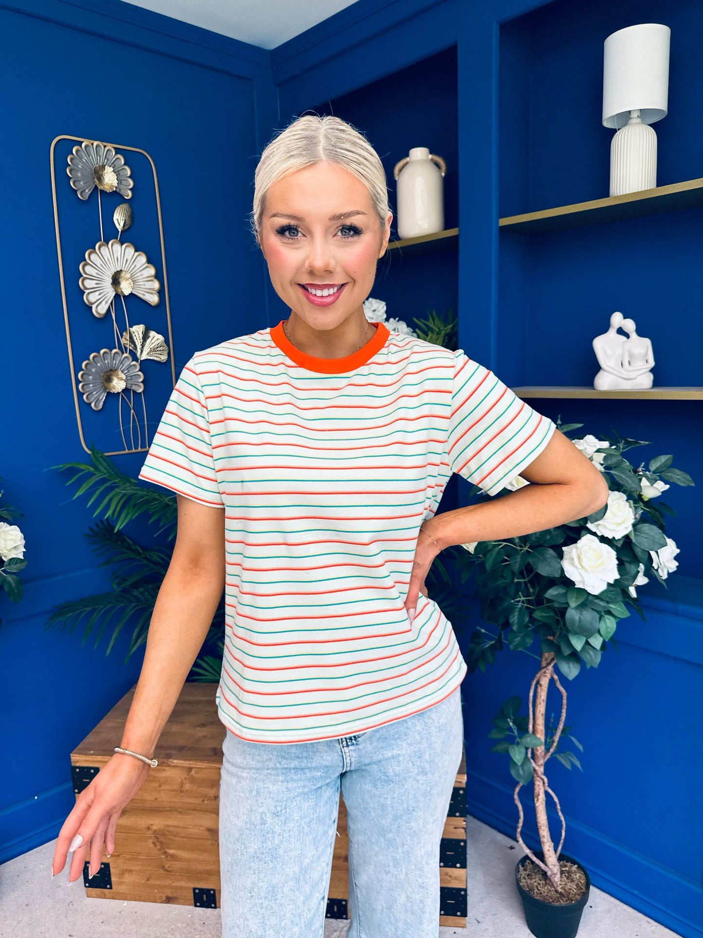 Poppi Casual Striped T-Shirt Amber