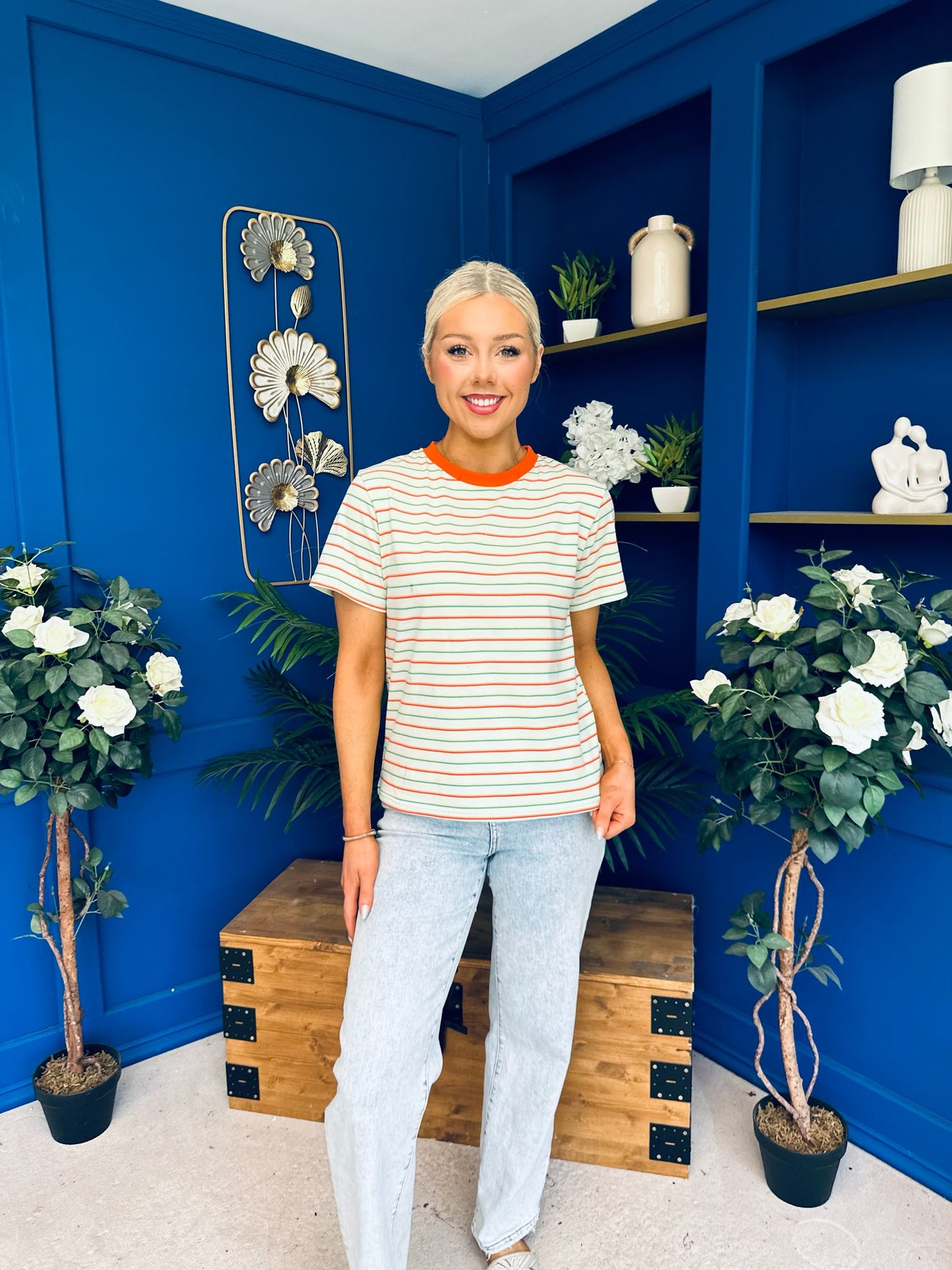 Poppi Casual Striped T-Shirt Amber