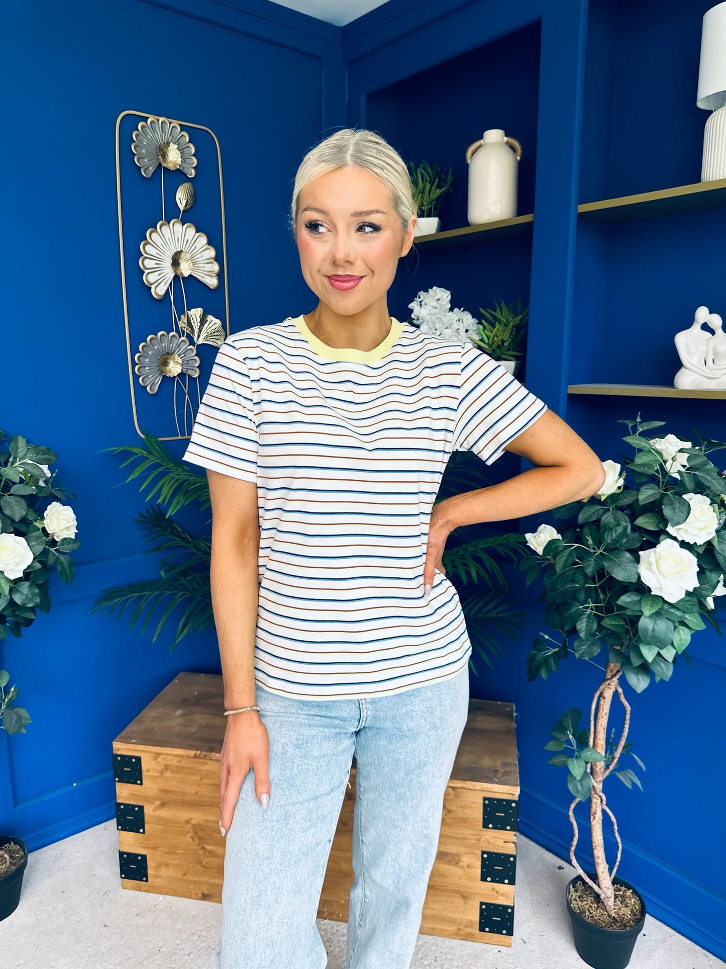 Poppi Casual Striped T-Shirt Blue