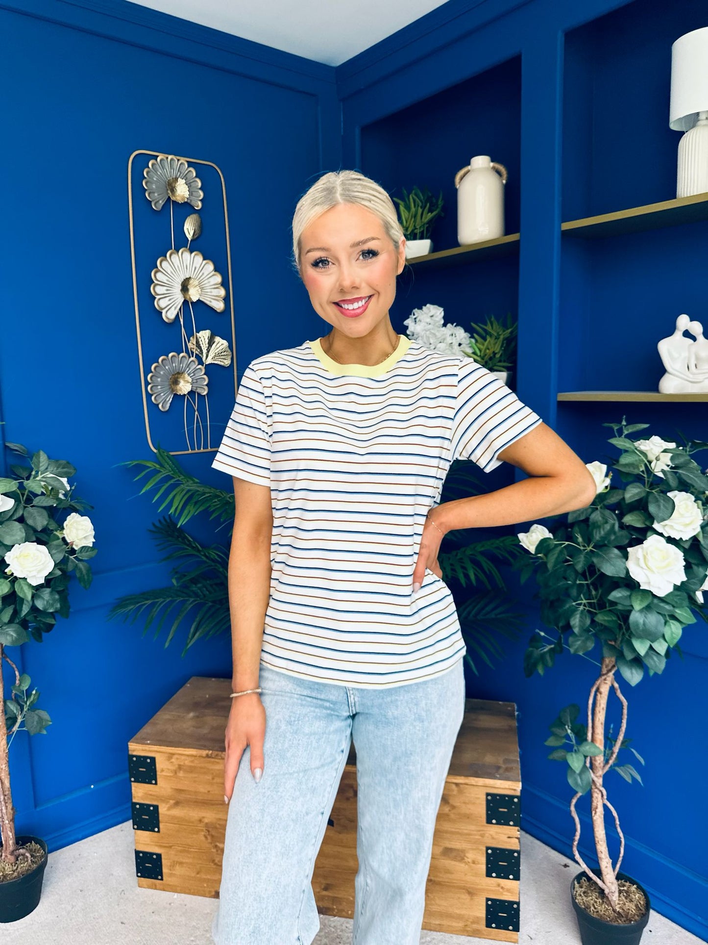 Poppi Casual Striped T-Shirt Blue