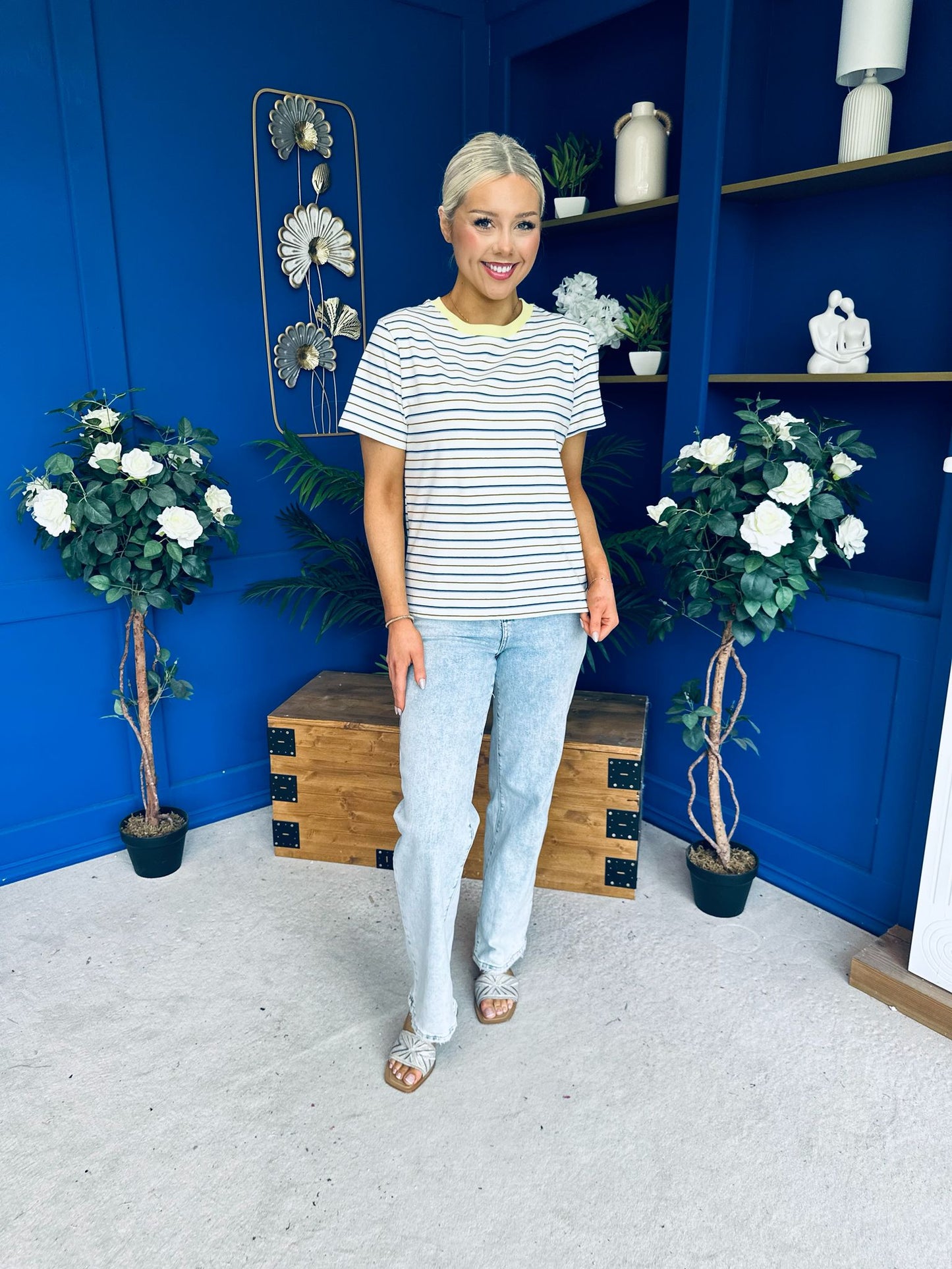 Poppi Casual Striped T-Shirt Blue