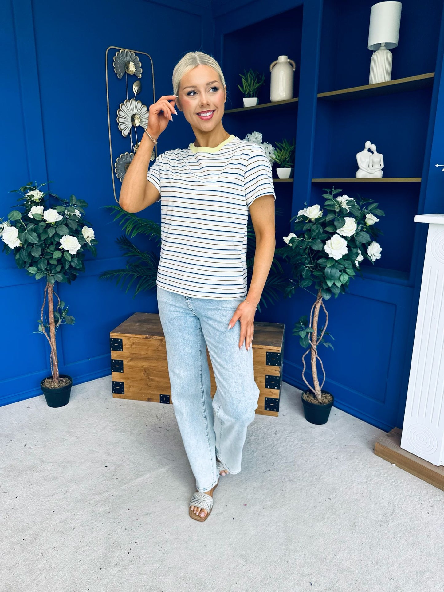 Poppi Casual Striped T-Shirt Blue
