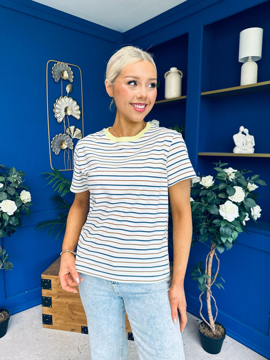 Poppi Casual Striped T-Shirt Blue