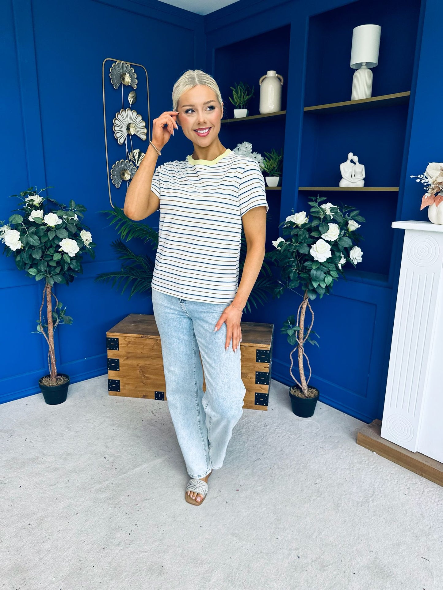 Poppi Casual Striped T-Shirt Blue