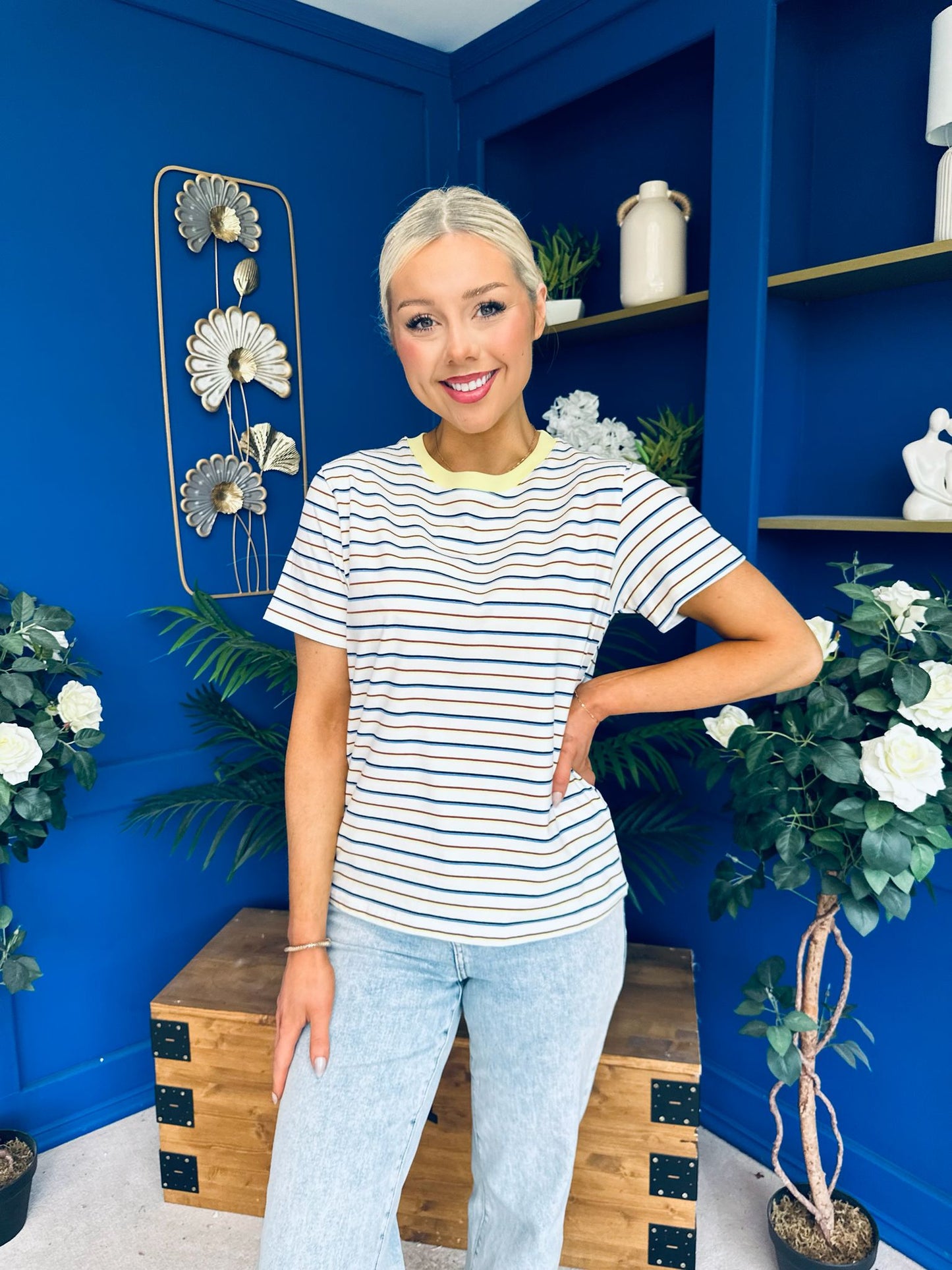 Poppi Casual Striped T-Shirt Blue