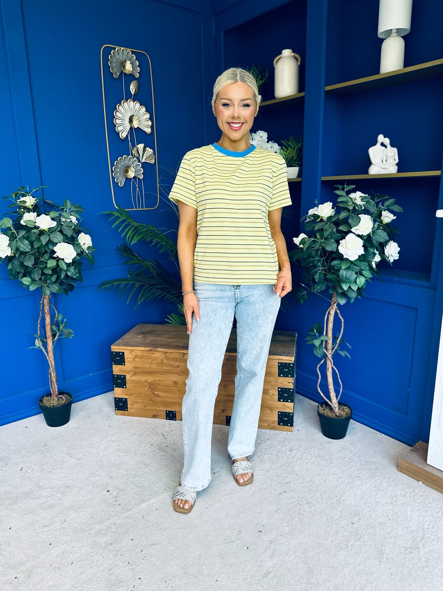 Poppi Casual Striped T-Shirt Yellow