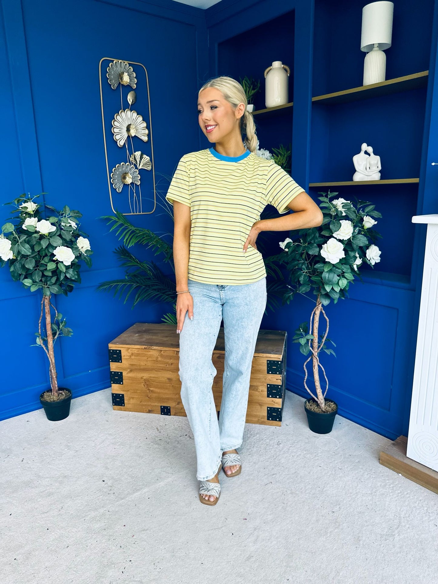 Poppi Casual Striped T-Shirt Yellow