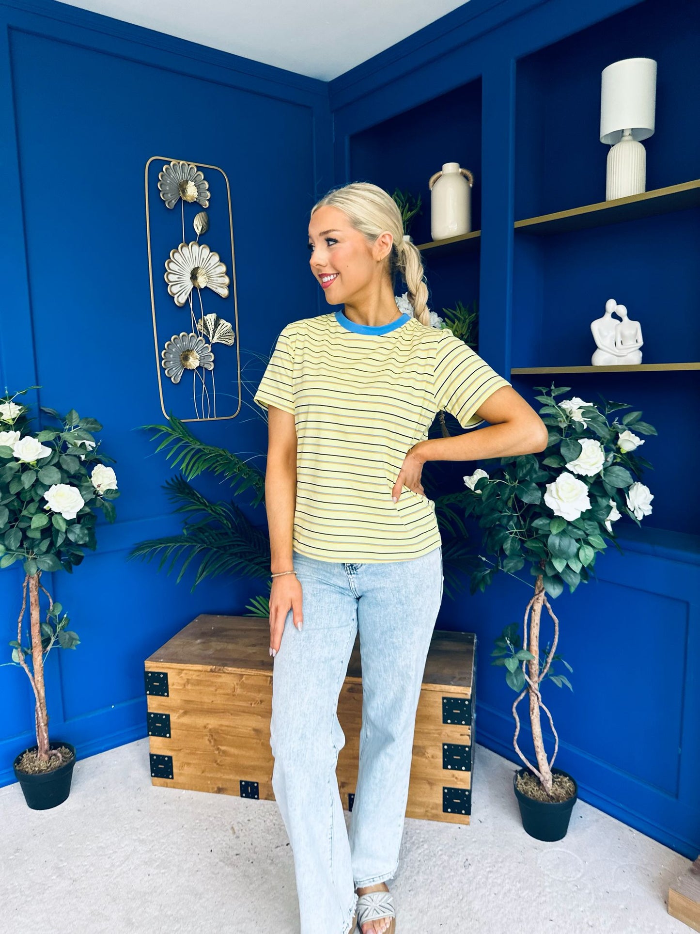 Poppi Casual Striped T-Shirt Yellow