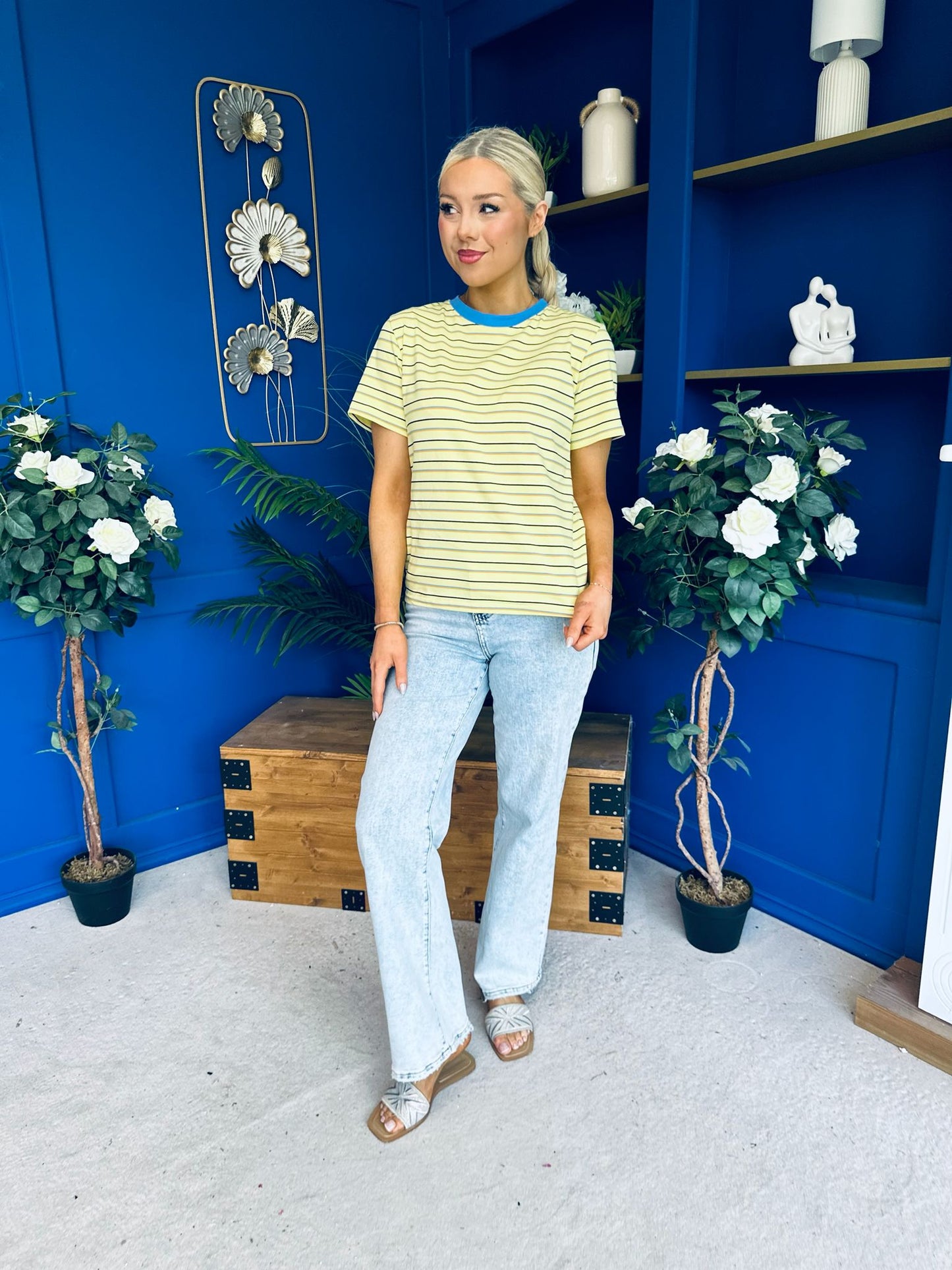 Poppi Casual Striped T-Shirt Yellow