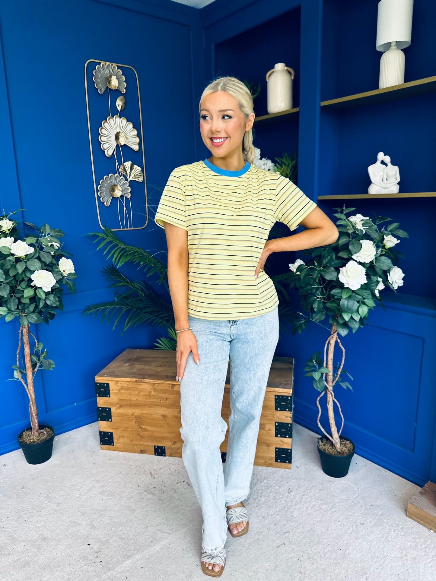 Poppi Casual Striped T-Shirt Yellow