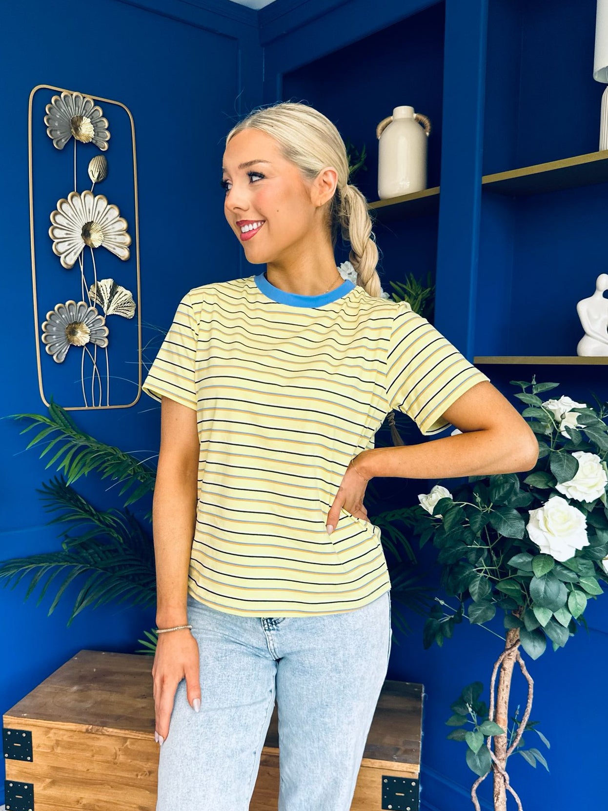 Poppi Casual Striped T-Shirt Yellow