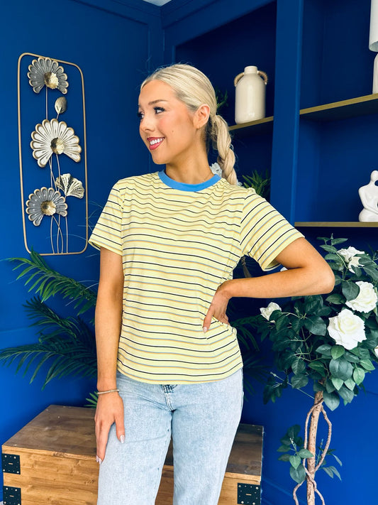 Poppi Casual Striped T-Shirt Yellow