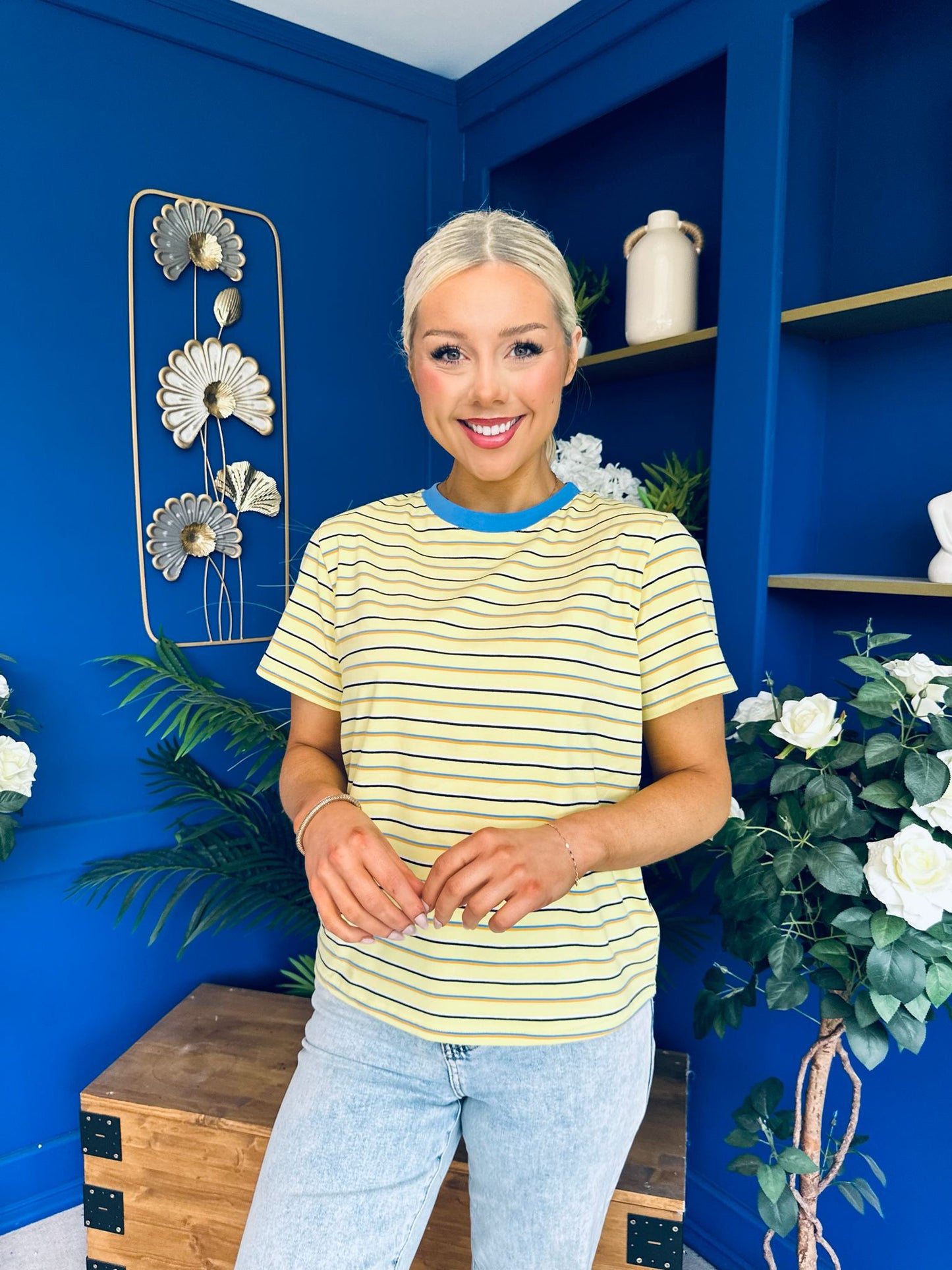 Poppi Casual Striped T-Shirt Yellow