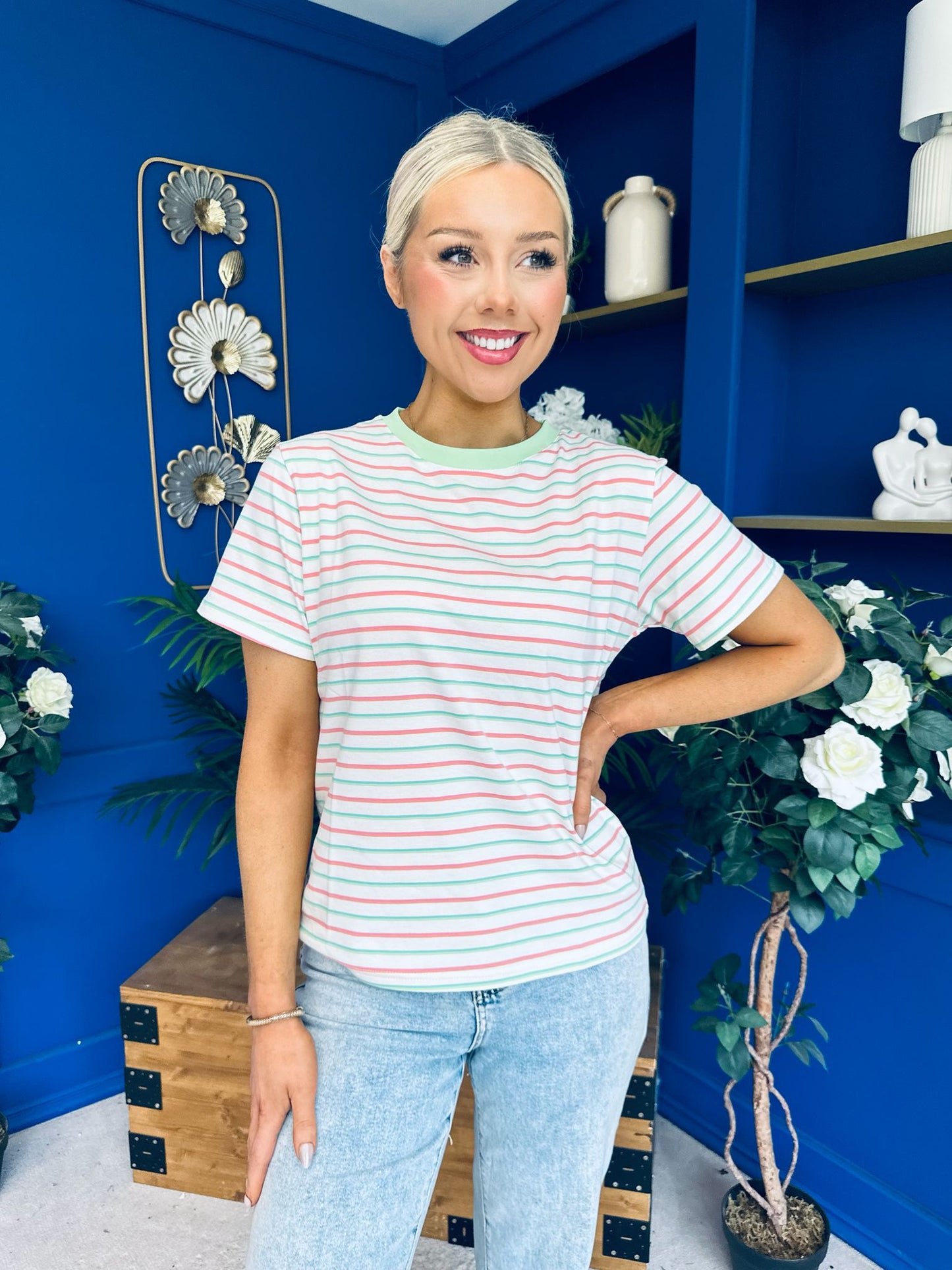 Poppi Casual Striped T-Shirt Green