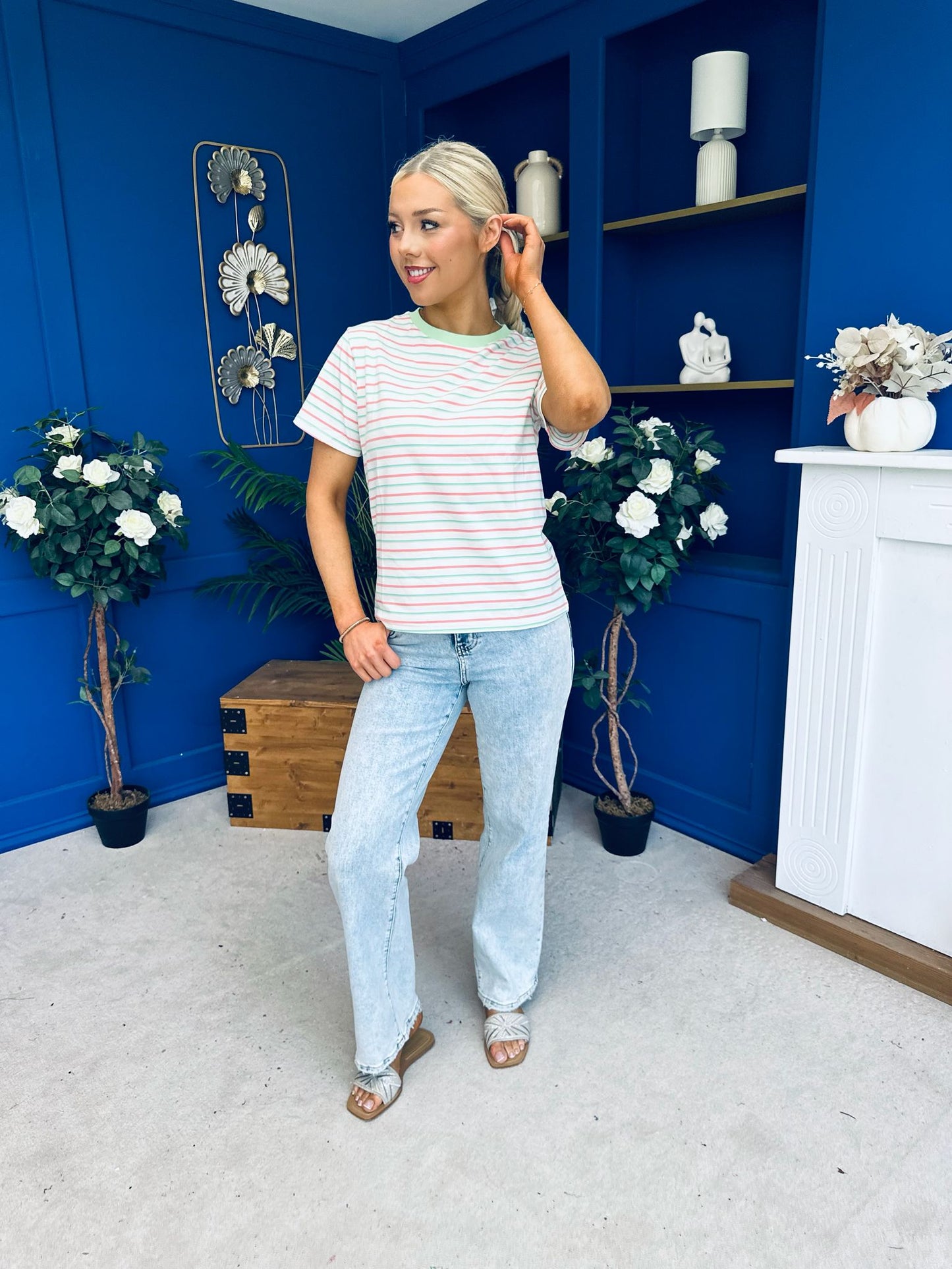 Poppi Casual Striped T-Shirt Green