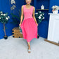Amanda Detailed Midi Dress Coral