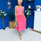 Amanda Detailed Midi Dress Coral