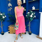 Amanda Detailed Midi Dress Coral