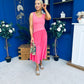 Amanda Detailed Midi Dress Coral